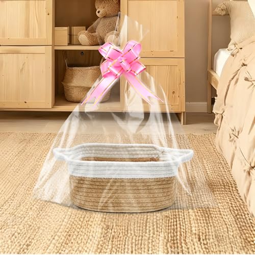 Geschenkkorb Leer 30x20x12 cm, Geflochten Korb mit Geschenktüten und Bändern, Präsentkorb Leer für Weihnachten, Geburtstag, Hochzeit, Aufbewahrungskorb, Deko-Korb (Khaki)