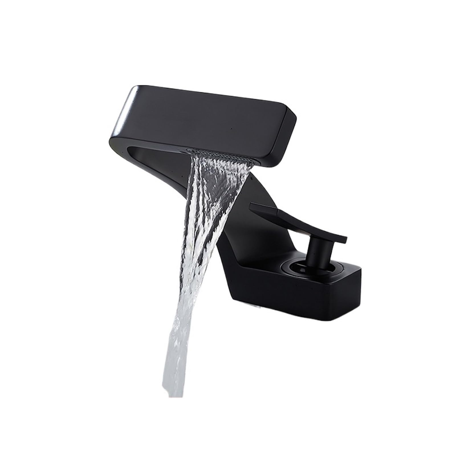 CVFRDD Chrome White Basin Faucet, Deck Mounted Waterfall Bathroom Sink Mixer Tap, Single Handle Hot Cold Water Tap(Nero)