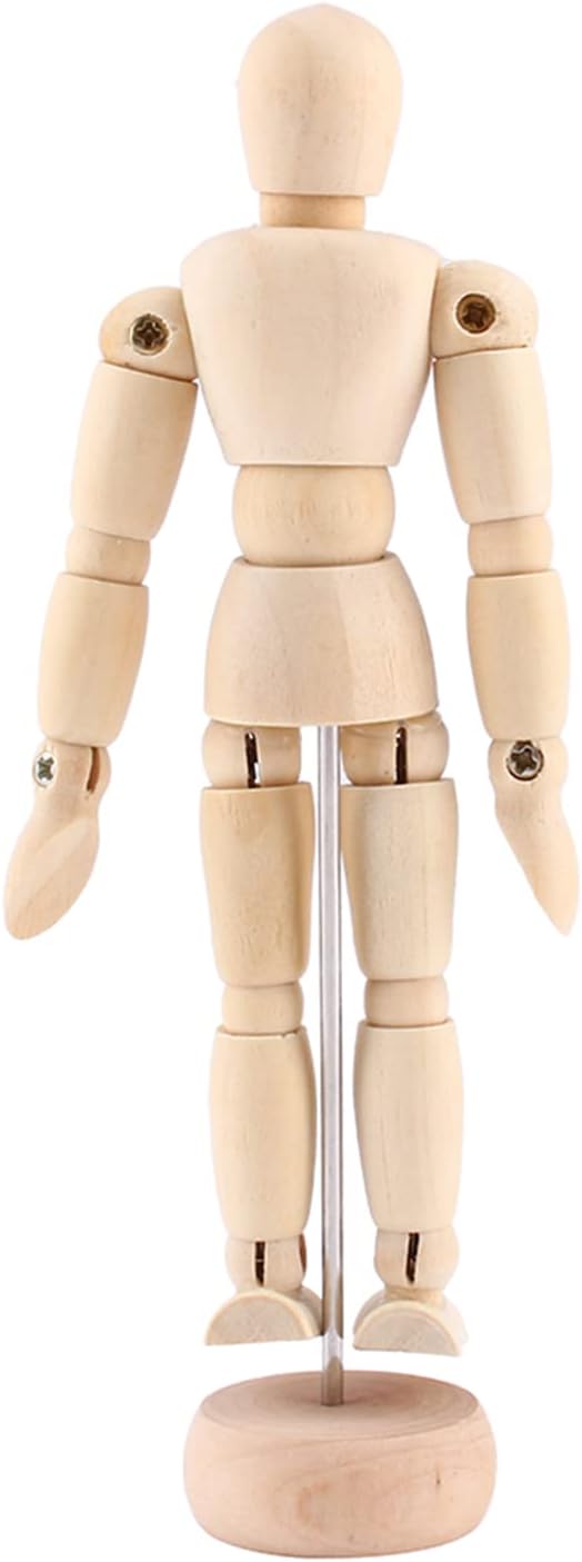 Articulated Wooden Drawing Mannequin, 10.5-Inch Artist Manikin with Round Base for Sketching, Animation Reference, Art Class & Studio Decoration