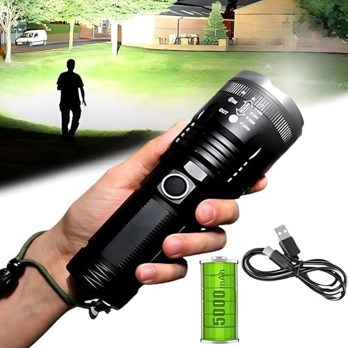 10 ferramentas essenciais para caminhoneiros no Dia a Dia 17 Lanterna Tática Militar LED — Recarregável USB-C, Power Bank, Res...