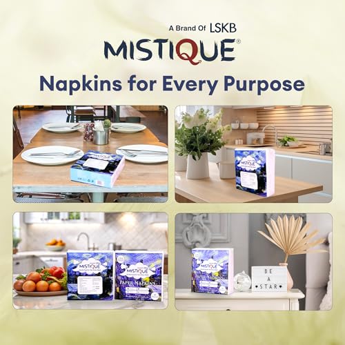 Image of MISTIQUE 2 Ply 50 Pulls Tissue Paper Napkin (Pack of 6) | Soft and Highly Absorbent | Sheet Size (33 * 33 cm)