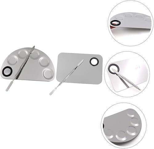 Beaupretty 2sets Stainless Steel Makeup Mixing Palette Foundation Mixing Palette Professional Beauty Tool