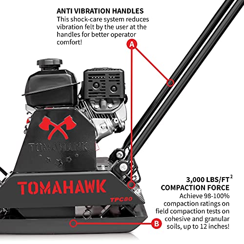 image for Tomahawk Power 6 HP Gas Economic Plate Compactor Walk Behind Vibratory
