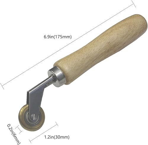 Miniatura 3 de Rodillo de latón de mano de soldadura de 0.236 in con detalle de latón Penny Roller de costura de prensa de esquina para lona soldada Bobina