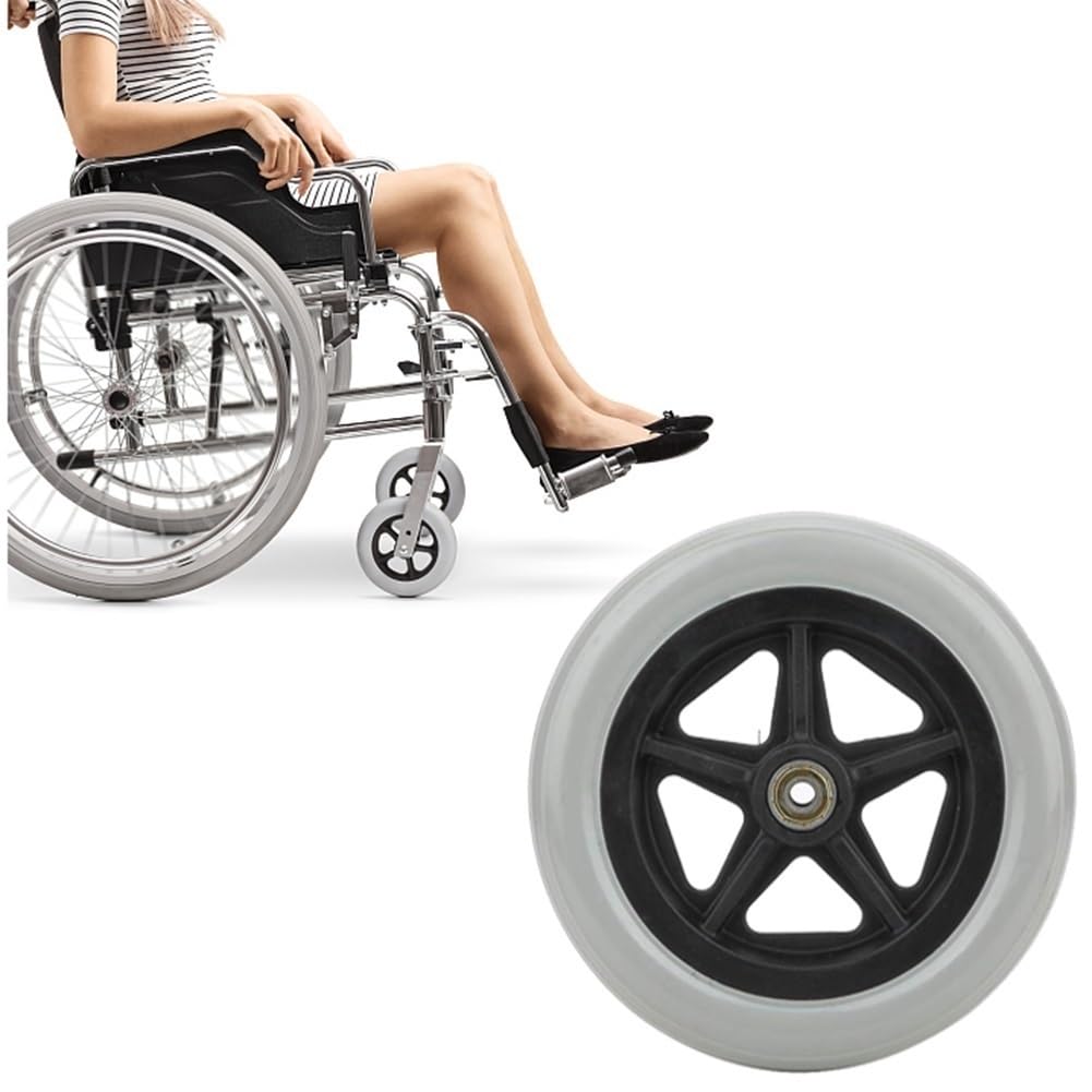 Graue Rollstuhl-Vorderräder, Rollstuhl-Ersatz-Vorderräder, für den Ersatz manueller Rollstuhl-Räder (Größe: 200 mm/8 Zoll)