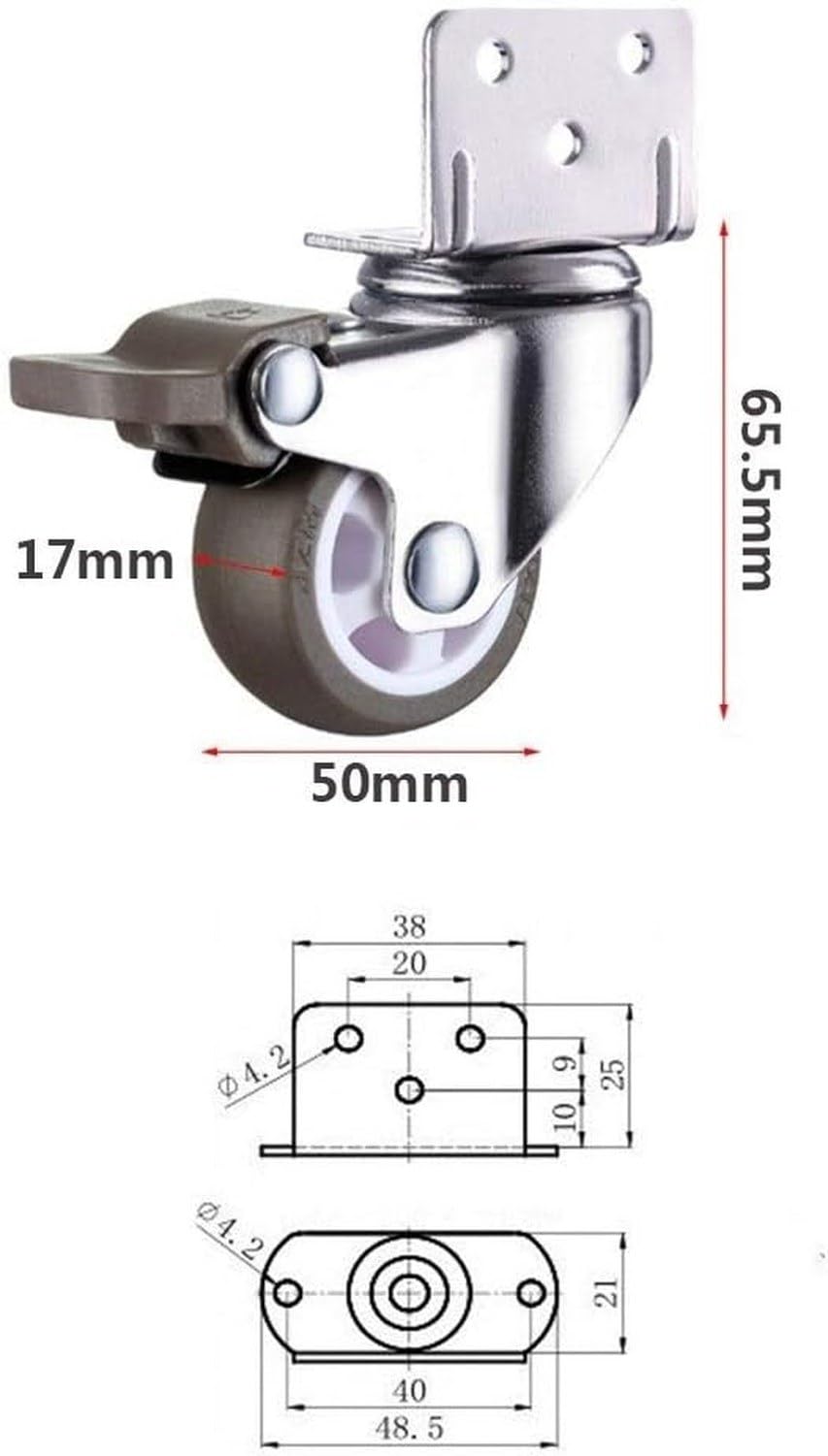Kółka meblowe 12,7 mm z hamulcem obrotowe 4 szt.
