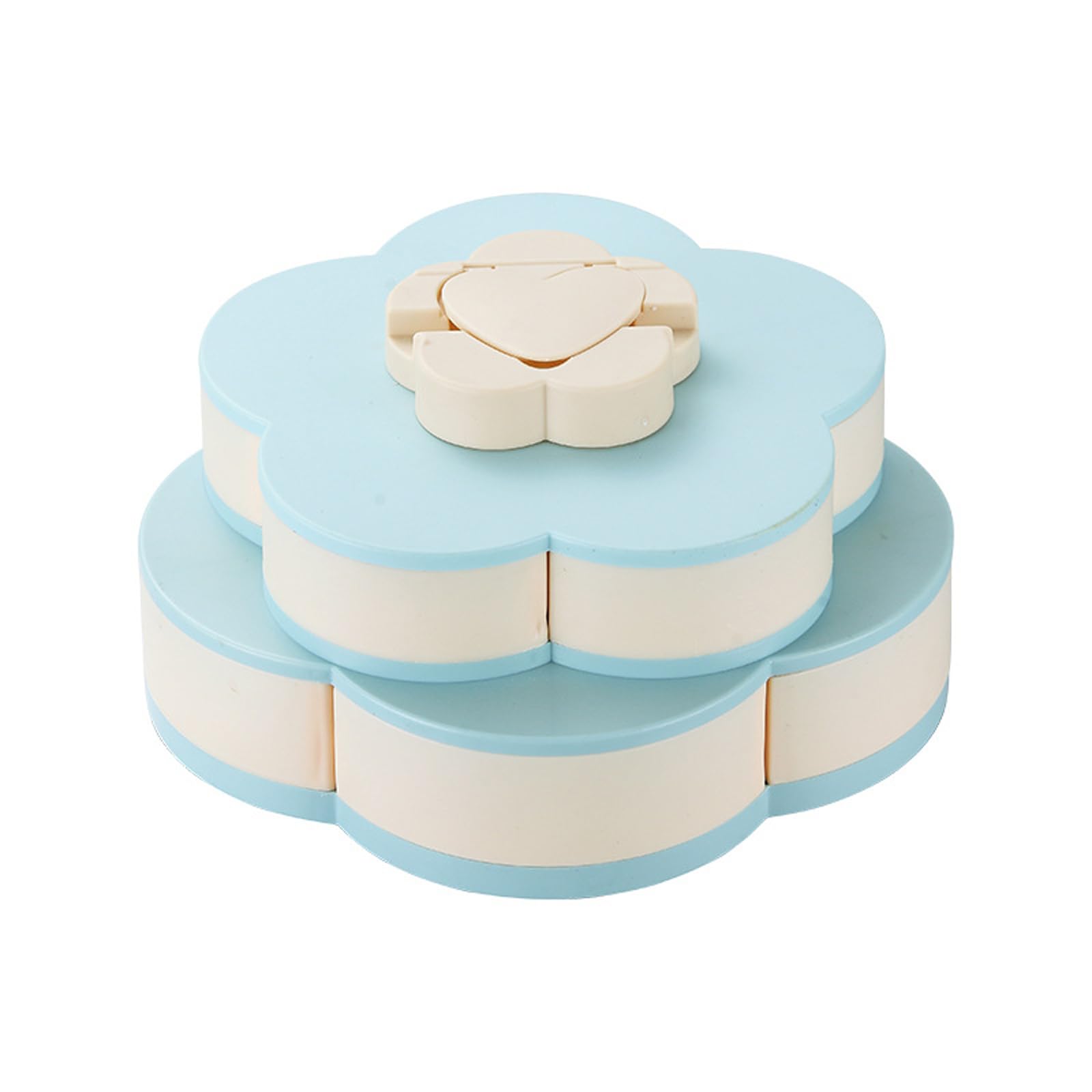 Rotating Snacks Tray with 5 Compartments and Nonslip Base Double Layer Storage Box for Parties and Gatherings Twirling Treat Planner