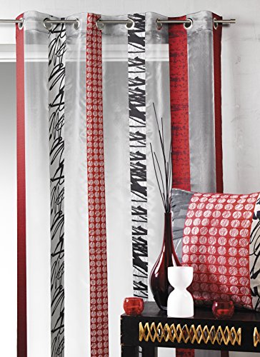 Home Maison - Voilage en organza jacquard 'ecritures' organza gris 260.00 x 140.00