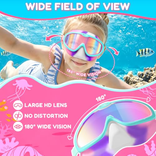 Image of Seago Kids Swim Goggles 2 Pack for 3-12, Anti-Fog Clear View,Toddler Goggles with Nose Cover Swimming Goggles