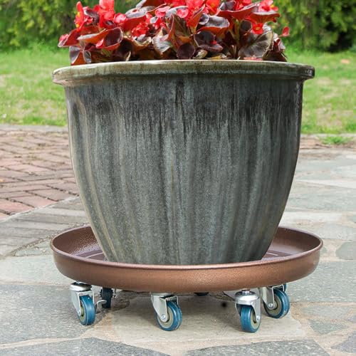 2 Pack 20" Heavy Duty Plant Dolly with Wheels, 380lbs Metal Rolling Plant Stand with Casters, Round Wheeled Planter Caddy Roller Base Carry Potted Tree Flower Pot for Indoor Outdoor Garden, Bronze by FLRISNTIG - Image 7