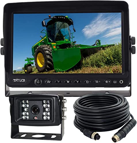 Wired 9" Reverse Rear View Backup Camera System With Tvs Protector Night Vision Waterproof Ip69K Ahd 720P Camera For Agriculture Equipment/Tractor/Combine/Skid Steer/Snow Plow/Truck/Rv/Cotton Picker #TOP20