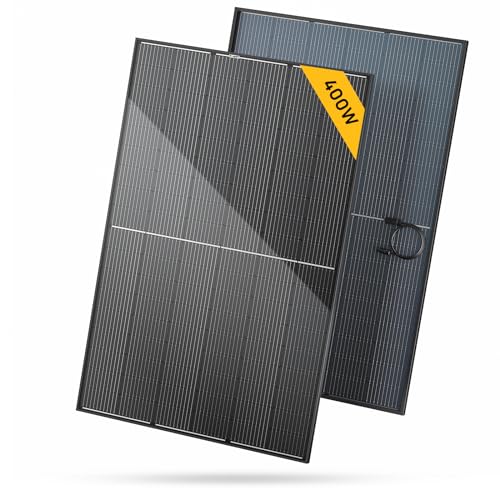BougeRV Bifacial 400 Watts 10BB Mono Solar Panel, All Black Frame...