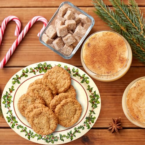 ceiba tree Christmas Holly Oval Plates Vintage Christmas Party Paper Plates Disposable Holiday Party Supplies – Image 8
