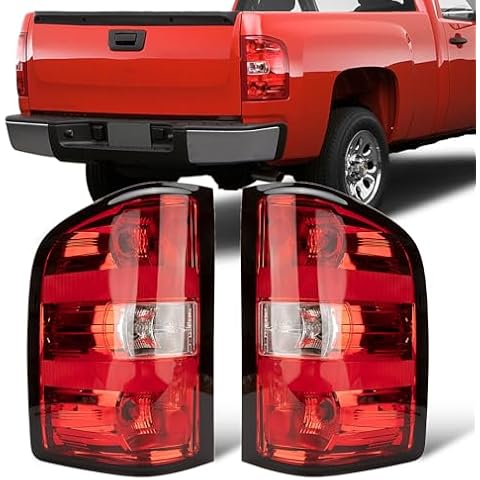 FOMIUZY Tail Lights Assembly Fit Chevy Silverado 1500 2007 2008 2009 2010 2011 2012 2013 Chevrolet 2500 3500 HD 2500HD 3500HD Rear Brake Turn Signal Back Up Taillight Left Driver Right Passenger Side Cover
