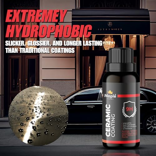 Image of Maple Car Care Ceramic Coating Kit - 9H Nano Ceramic Paint Protection, Super Hydrophobic Car Polish | Anti-Scratch High Gloss Finish | 50ml Auto Detailing Kit