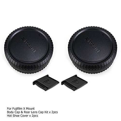 2 Pack X Mount Body Cap Cover & Rear Lens Cap for Fuji