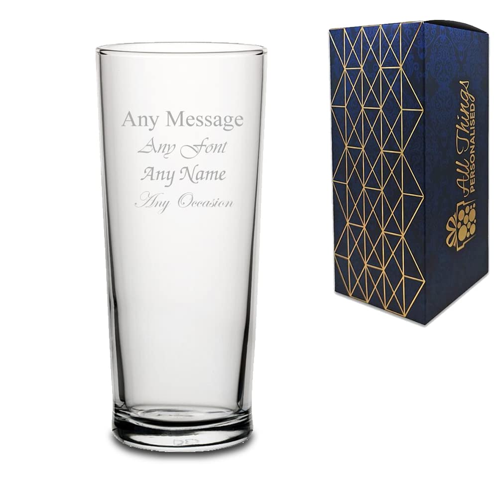 Personalised Engraved Senator Pint Glass, Gift Boxed, Personalise with Any Message
