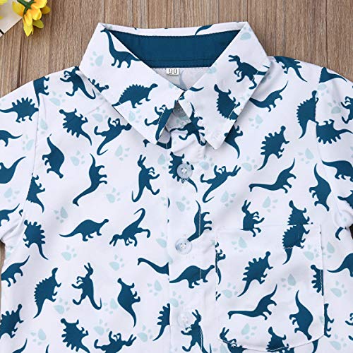 Image of Toddler Boy Summer Outfits Button Down Short Sleeve Floral Shirts & Casual Shorts 1-6 Years Boys Clothes Set