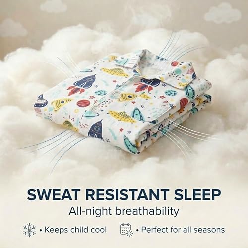 Image of The Mom Store Kids Cotton Night Suit for Boys and Girls | Breathable Night Dress for Kids Boys and Girls | Printed Nightsuit Pajama Set | Comfortable All-Season Sleepwear for Daily Use | Combo Set