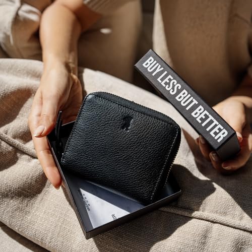 Image of BERLINER BAGS Full Grain Leather Small Wallet Women Palermo, Gift Box, Black