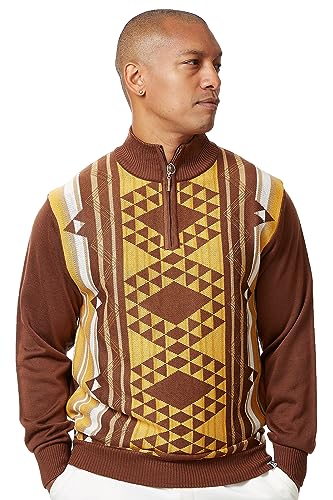STACY ADAMS Men’s Sweater Geo Pyramidal Jacquard Design