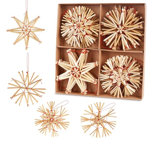 Strohsterne Christbaumschmuck, KARBRING 16 Weihnachtsbaumschmuck Set,...