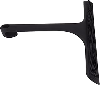Home Shower Squeegee, Portable Hook Silicone Brush Head Glass Wiper Two Sided for Kitchen (Black)