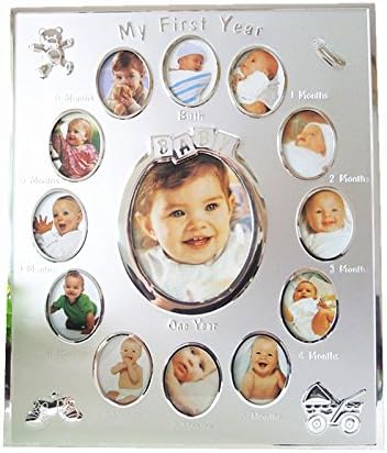 My First Year Baby 12 Month Picture Frame Photo Moments Color Silver