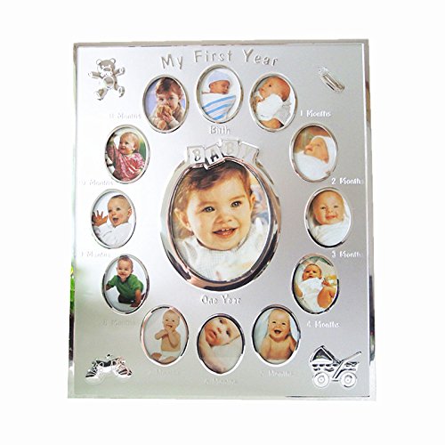My First Year Baby 12 Month Picture Frame Photo Moments Color Silver