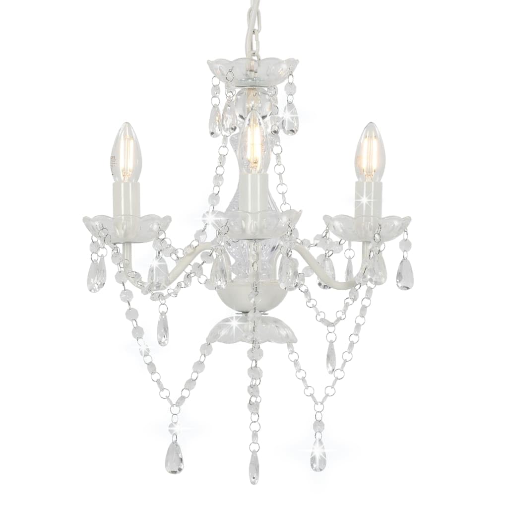 vidaXL Lámpara de Araña Redonda con Cuentas 3xE14 Bombillas Interior Hogar Decoración Iluminación Luz Mobiliario Habitación Diseño Estilo Plateada