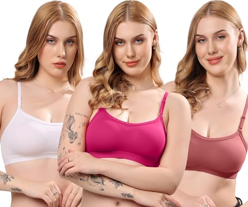 Image of London Hills Women's Cotton Sports Bra for Women Solid Bra Wireless & Non Padded Full Coverage Soft Hold Straps Super Combed Cotton Elastane Stretch Full Coverage Slip-On Active Bra