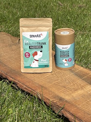 snuuts Kräutertrank für Hunde Magenwohl 60g kaltlöslich, empfindlicher Magen, Kamille, Melisse, Fenchel, Flüssigkeitsaufnahme Hundetrank