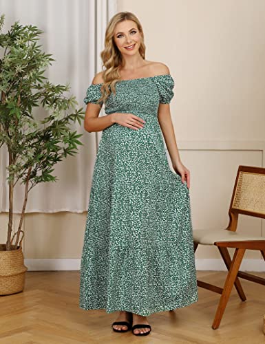 Image of Maternity Dress Women's Off Shoulder Split A Line Casual Maxi Dress Photography Dress for Babyshower