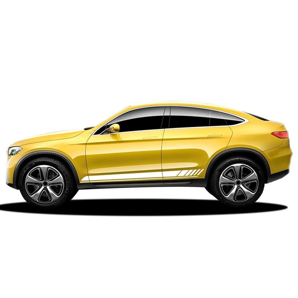 UNCLE LIAO Car Side Skirt For Mercedes Benz GLC Class X253 Coupe C253 GLC250 GLC300 GLC43 GLC63 AMG Auto Car Door Sticker Side Step Skirt.,White