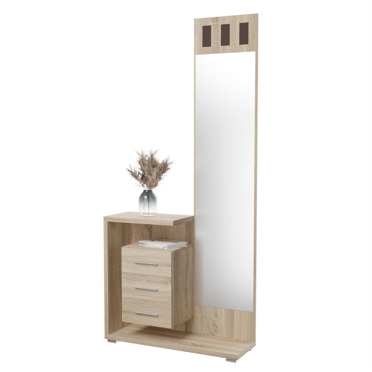 Somnia - Mueble Recibidor Vertical, Modelo Celine, Práctico y Funcional, Color Cambria, Medidas: 85 cm Largo x 28 cm Fondo x 190 cm Alto