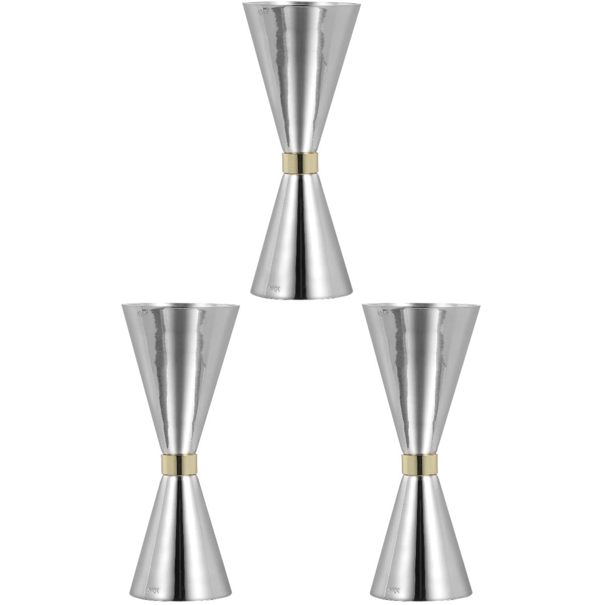3pcs Wine Measurer Bartending Measuring Cup Double Cocktail Jigger Measuring Device Stainless Steel Cocktail Jigger Cocktail Double Jigger Cocktail Ounce Cup Jigger Wine Cup