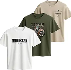 Kit 3 Camisa Basica Masculina Diversas Estampas em Dtf e Feita Com Tecido 100% Algodão