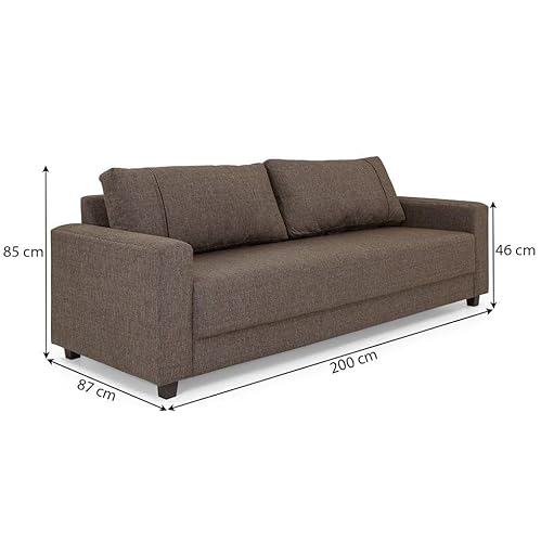 Conjunto Sofá 3 Lugares e Puff Herval Clean, Linho Marrom