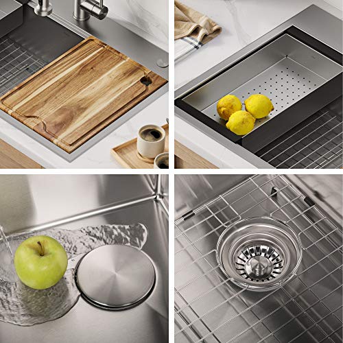 Krauskwt3103318koreworkstation33inchdropin18gaugesinglebowlstainlesssteelkitchensinkwithintegratedledgeandaccessories  Urban Country Home Decor Kraus kwt310 3318 kore workstation 33 inch drop in 18 gauge single bowl stainless steel kitchen sink with integrated ledge and accessories  urban country home decor