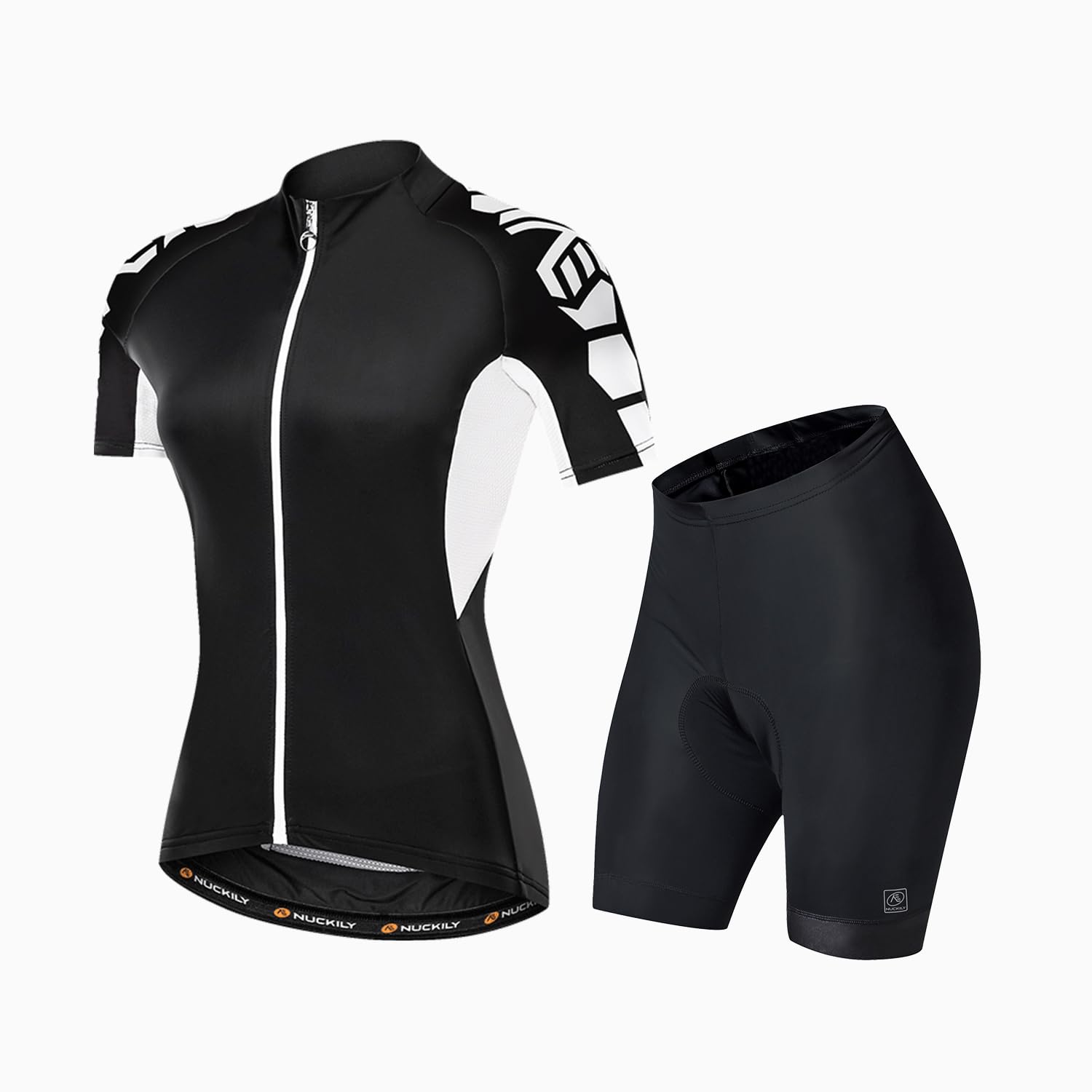 NUCKILY Wielertrui Dames Korte Mouw + Gewatteerde Shorts - Sneldrogend Fietskleding Set