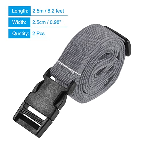 Image of MECCANIXITY Utility Strap with Buckle 1x98 Inch Polyester Quick Release Adjustable Belt for Travel Outdoor Bag Luggage Packing (Gray, Pack of 2)