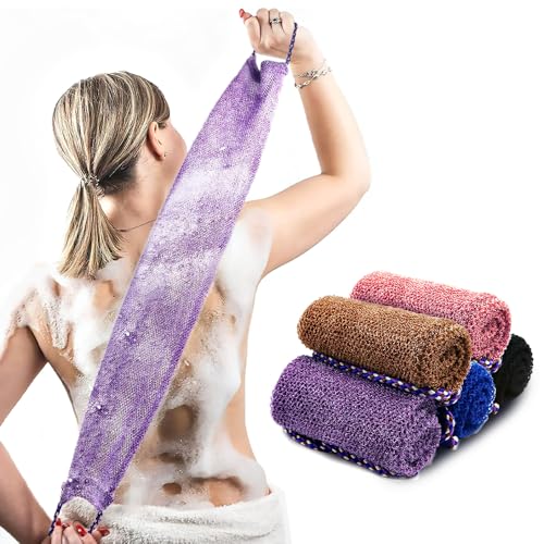 Esponja de red africana, 5 esponjas de ducha con asa, exfoliante corporal de ducha, exfoliante para el cuerpo de la espalda, de nailon suave y duradero, trajes para el baño diario para mujeres y