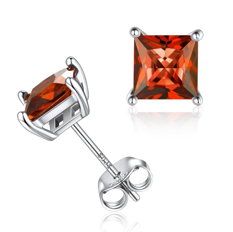 925 Sterling Silver Earrings Sparkling Heart/Round/Princess Cut Birthstone Earrings for Women Birthday Jewelry with Gift Box