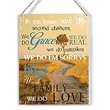ACCOTER 8x10 inch Inspirational Quote Wood Sign in This House We Do Second Chances Wooden Signs Rustic Hanging Plaque Home Wall Art Sign Wall Decor for Home