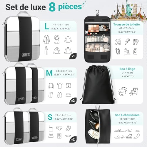 Organisateur De Valise Voyage : Organisateur Valise 8 Pièces – Sac de Compression Voyage en Pol... – Image 6