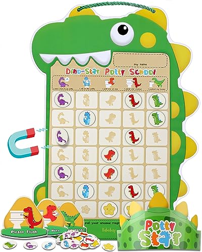 Potty Training Chart for Toddlers Boys & Girls - A Dinosaur Potty Chart with 35 Reusable Magnetic...
