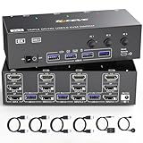 KVM Switch 3 Monitors 3 Computers 8K@60Hz 4K@144Hz, HDMI Dispalyport Triple Monitor KVM Switches with 4 USB3.0 Port for USB Devices, Support Extended/Mirror Mode, Wired Controller and USB3.0 Cables