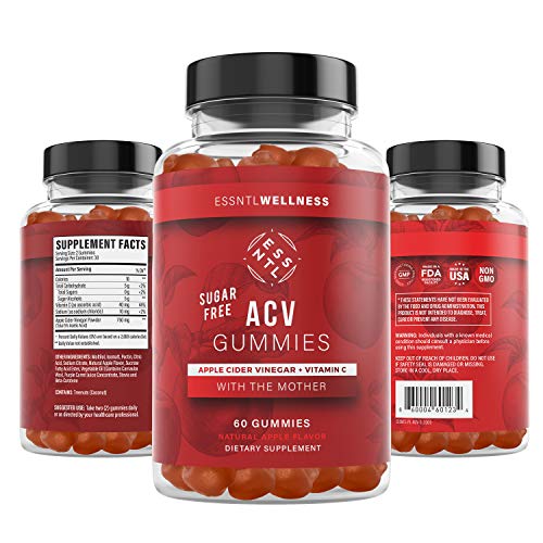 Sugar Free Apple Cider Vinegar Gummies from The Mother - Natural Metabolism Booster, Immunity, and Detox - 750 mg Pure ACV with Vitamin C Gummies - Non-GMO - 60 Count