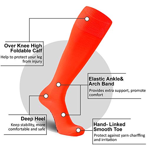 Image of FOOTPLUS Baseball Softball Socks,Unisex Over Knee High Solid Sports Rugby Summer Soccer Camps Socks