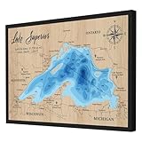 Personalized 3D Lake Superior Wood Map | Lake Depth Map Art | 9-Layer Nautical Decor | Rustic Wall Art for Lake House, Cabin | Gifts for 5th Anniversary, Father’s Day, Christmas, Housewarming